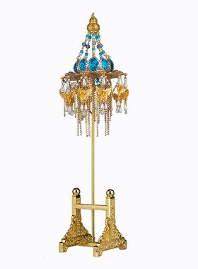 神像装饰品宝盖华盖佛顶迷你配件伞盖莲花宝盖合金佛堂供奉装饰