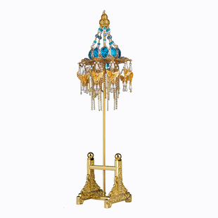 神像装饰品宝盖华盖佛顶迷你配件伞盖莲花宝盖合金佛堂供奉装饰