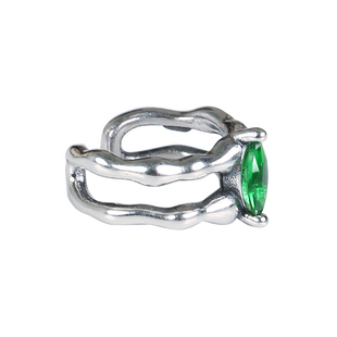 YUKI纯银耳夹绿之眼耳廓耳骨夹无耳洞耳饰品气质痞帅男女耳饰配饰