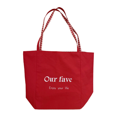 慵懒双面可背红色包包字母帆布包