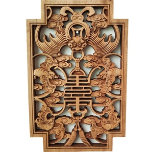 秒杀长方形东阳木雕工艺品天然香樟木实木原木仿古镂空荷花装饰品