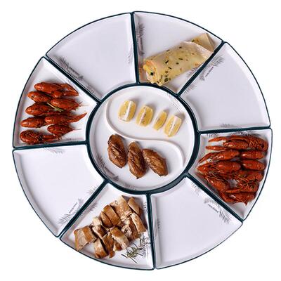 墨羽轻奢陶瓷团圆拼盘