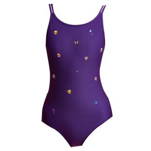 KISSINGGOURAMI新款泳衣紫色花园修身速干专业比赛训练游泳衣冲浪