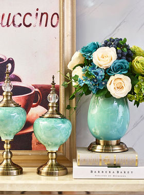 新古典北欧风陶瓷花瓶摆件客厅电视柜样板间干花插花现代装饰摆设