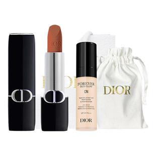 【自营】Dior/迪奥口红粉底液套装丝绒200柔润亮泽ON