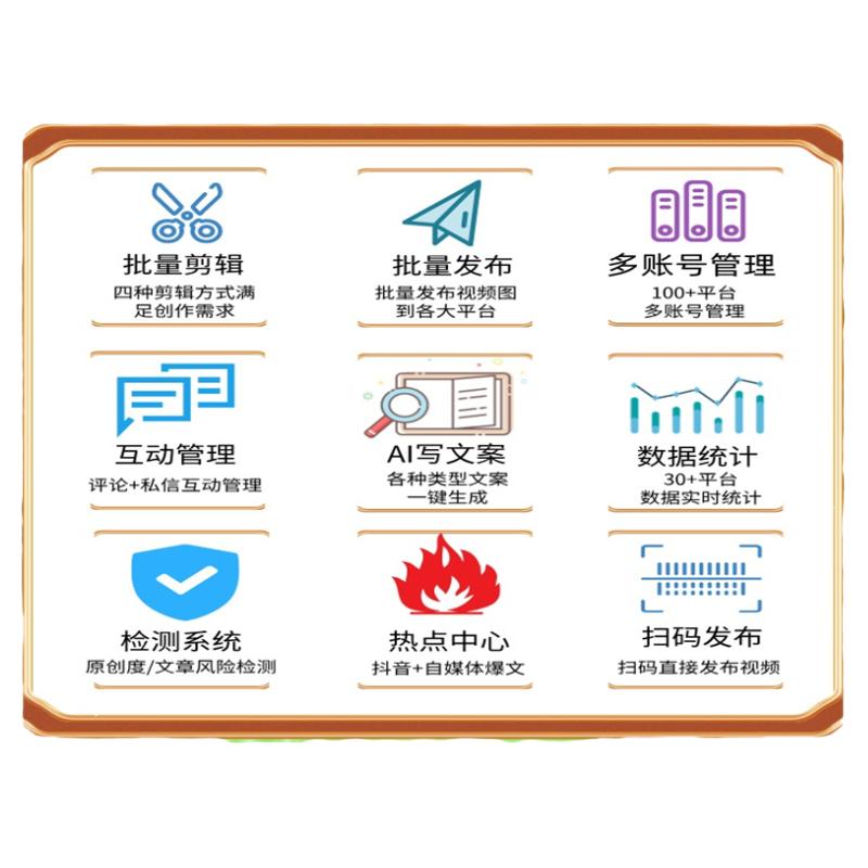 抖音快手短视频矩阵营销软件一键多平台发布智能批量剪辑视频系统