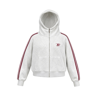 INSstudios 国潮美式复古「短宽高领连帽卫衣」加绒开衫拉链外套
