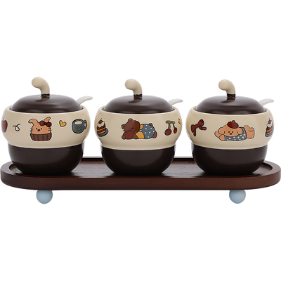 熊谷组可爱陶瓷调料罐罐套装