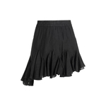 ourhour 斜边下摆 黑色白色松紧腰褶皱不对称短裙 女夏设计感裤裙