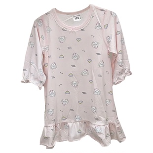 女童夏季超薄莫代尔长袖睡裙大中小孩睡衣家居服荷叶边连衣裙
