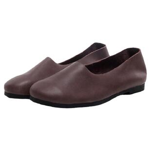 鞋子秋季女士文艺圆头休闲皮百搭真皮森女鞋平底复古禅意瓢鞋潮鞋