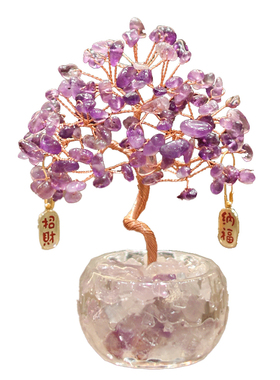 【步步高升】紫黄水晶发财树摆件