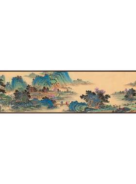 新中式茶室青绿山水风景装饰画