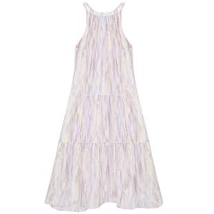 LAGOGO晕染印花连衣裙女拉谷谷2025年夏季新款挂脖吊带海边裙子