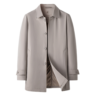 [特氟龙三防]梦特娇男士中长款风衣春翻领夹克高端外套免烫抗皱J