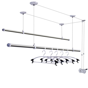 升降晾衣架手摇自动双杆式 不锈钢阳台晾衣杆凉衣架晒架