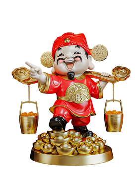 国潮财神爷一桶金招财摆件开业礼