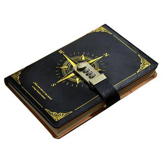 复古创意密码本A5加厚带锁笔记本简约学生记事本隐形封闭简约锁精致男孩女孩笔记本高颜值密码锁本子可定制