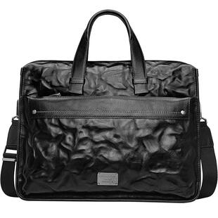 金利来男士公文包商务手提包头层真皮大容量轻奢褶皱纹男式包包