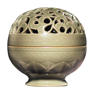 越窑青瓷檀香炉香薰香炉禅意盘香炉室内仿古家用沉香陶瓷香盒龙泉