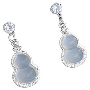 霜雪初晴！仿玉髓葫芦耳钉女2025新款爆款国风福禄耳环高级感耳饰