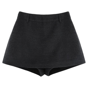 MULVAN 韩系高腰半身裙女秋冬新款显瘦百搭毛呢a字防走光裤短裙子