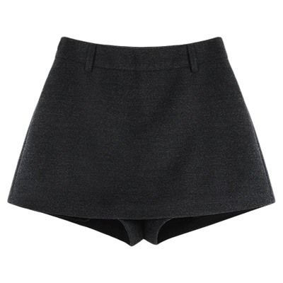 呢料A字短裙裤侧边拉链