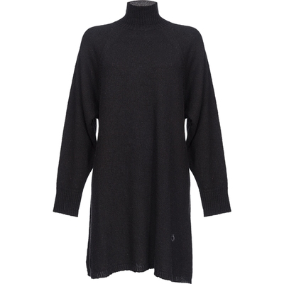 高领微喇下摆针织连衣裙