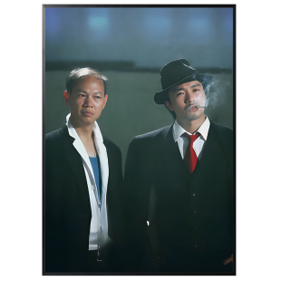 周星驰香港电影海报装饰画国产凌凌漆带框挂画家居咖啡厅酒吧壁画