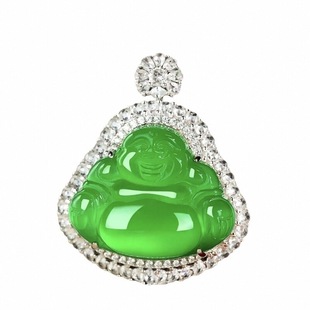 玉髓纯银佛公吊坠阳绿玛瑙玉石弥勒佛项链高级感轻奢小众女生礼物