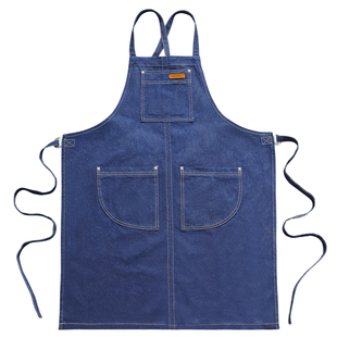 时尚奶茶店高级工作围裙女上班牛仔2025新款定制logo印字夏天透气