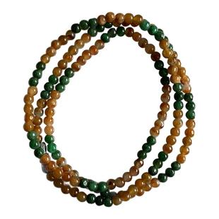 缅甸玉缅甸天然A货翡翠多宝黄翡绿色多宝小米珠项链卡4mm一物一证