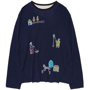 【博主同款】fafamoon2025秋冬新品 “点灯人”印花宽松长袖T恤