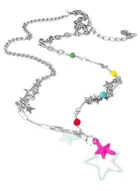 多巴胺粉绿五角星项链女小众设计