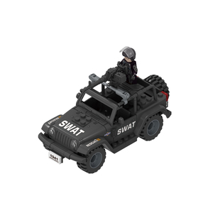 中国积木军事吉普悍马车特警公仔特种兵人仔男孩益智拼装儿童玩具