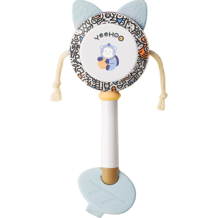 英氏拨浪鼓婴儿可啃咬牙胶摇铃国潮风儿童手摇鼓大波浪鼓宝宝玩具