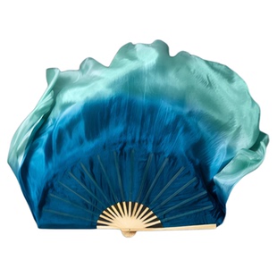 一条大河舞蹈扇子真丝墨蓝双面渐变秧歌扇子古典舞跳舞表演出道具