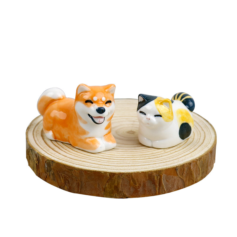 日式小猫咪陶瓷桌面公仔摆件