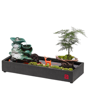 创意流水生财摆件桌面鱼缸循环水装饰客厅玄关办公室摆设开业礼品