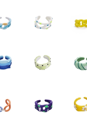 多巴胺风手工滴油甜酷辣妹风戒指