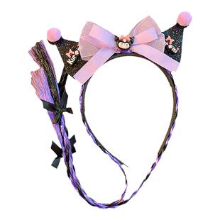 库洛米儿童可爱发箍卡通假发辫女童编发宝宝甜美公主头饰飘带发饰