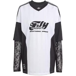 经典运动足球风蕾丝长袖球衣女adidas阿迪达斯官方outlets三叶草