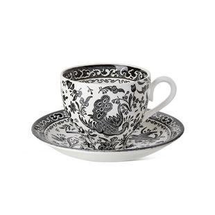 英国进口博俪Burleigh孔爵花影墨玉黑陶瓷碗盘餐具家用盘子水杯碟