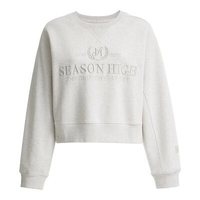 SEASON HIGH冬季潮流舒适优雅时尚出街精致立体刺绣圆领卫衣女装