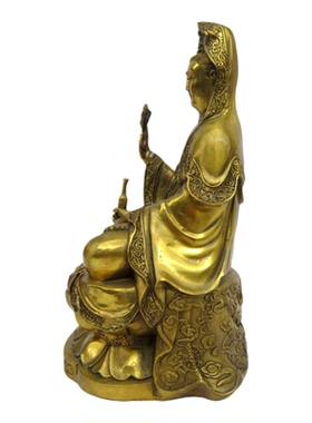 观世音菩萨纯铜质雕像莲花座净瓶