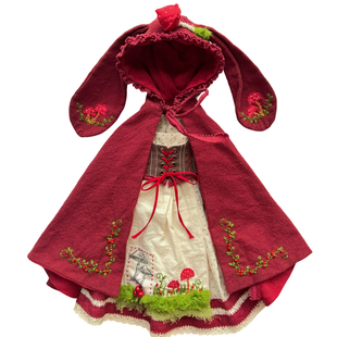 blythe小布bjd复古娃衣材料包小红帽四分六分diy布料纸样视频教程