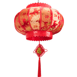 2026新年LED旋转红灯笼1对阳台大门口乔迁装饰吊灯水晶七彩走马灯