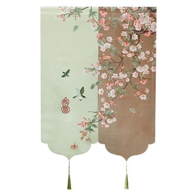 新中式卧室客厅门帘免打孔