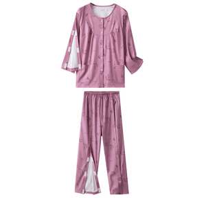 易穿脱女棉印花病号服护理服