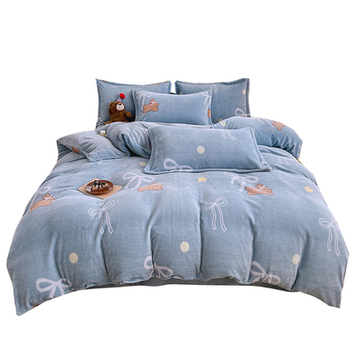 加绒四件套牛奶绒床单被套保暖